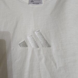 Adidas Mens White T-Shirt with Silver Logo